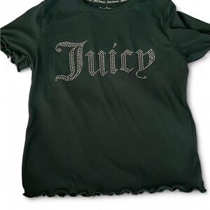 Juicy Couture Black Ribbed Rhinestone Logo Tee